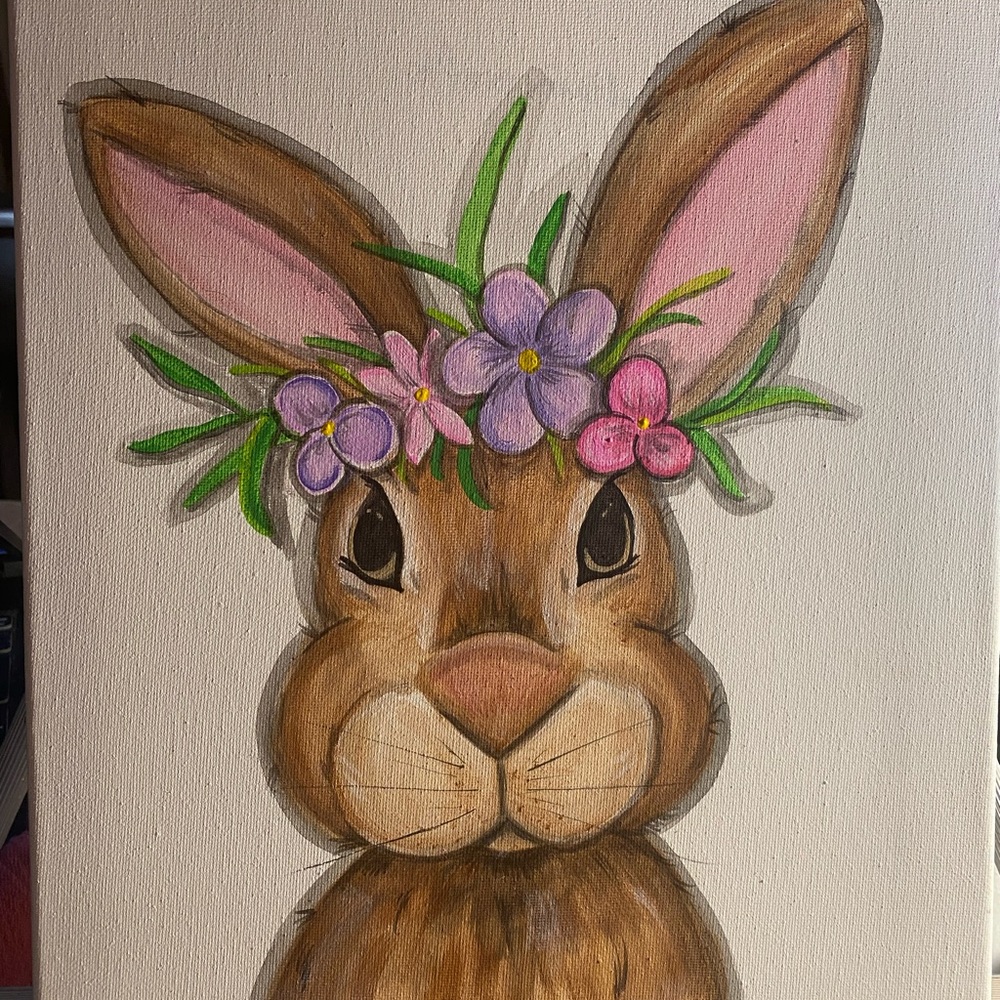 Floral Bunny Canvas Art
